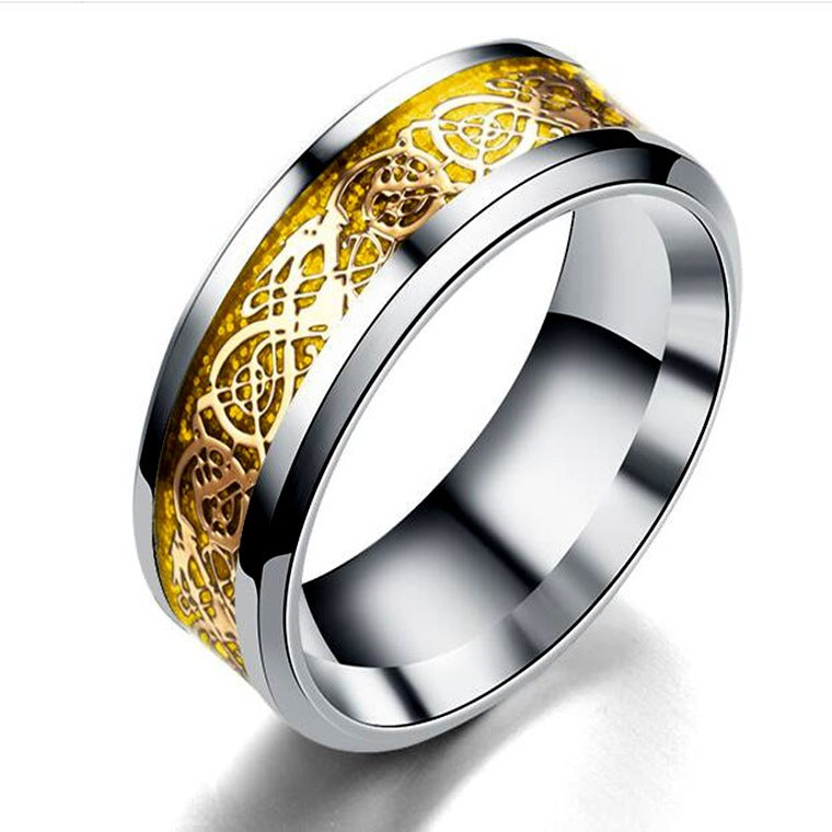 Men's Stainless Steel Dragon Pattern Ring