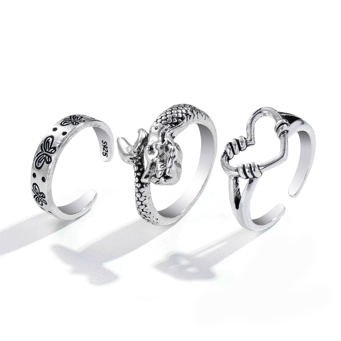 Creative Personality Butterfly 2-Piece Set Ins Same Punk Style Couple Ring